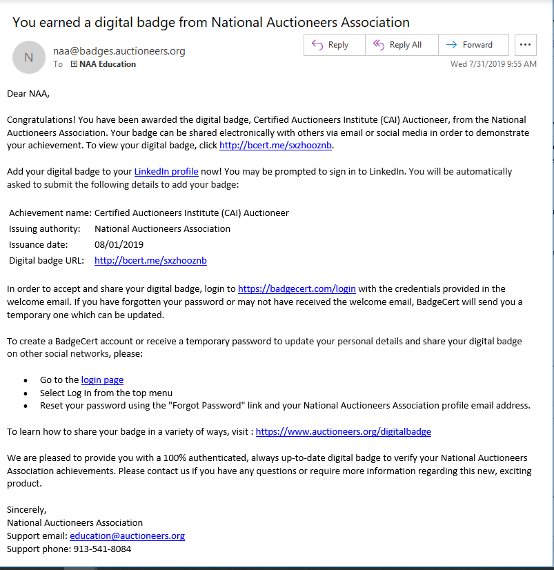 Badge email